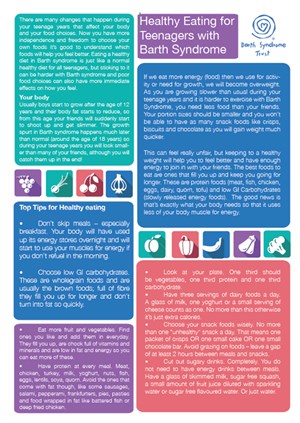 Healthy Eating for Teenagers with Barth Syndrome