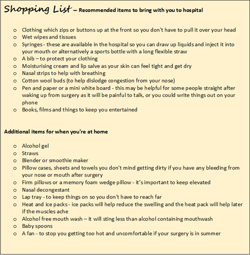 Shopping List For Jaw Surgery